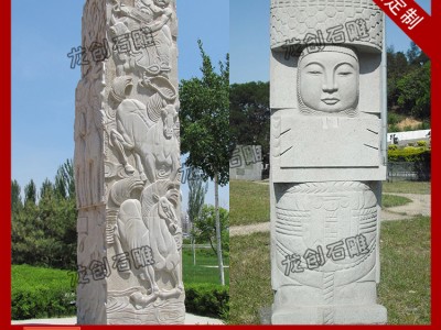 中式石雕方柱子 石材方柱子