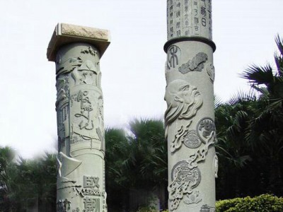 花岗岩文化柱 广场景观石柱 石雕中