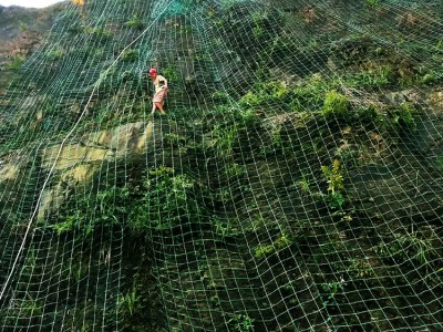 鑫盛攀爬网爬藤网山体护坡绿色钢塑